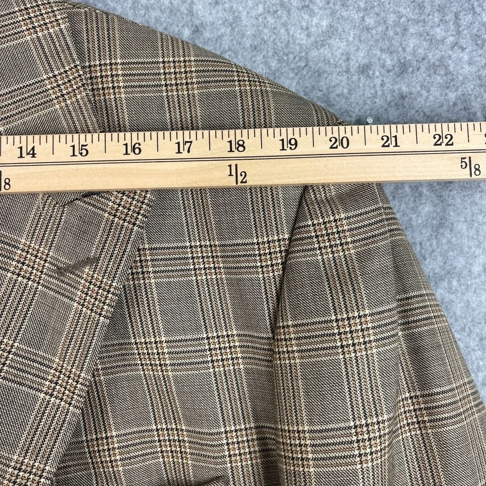 Ranieri Nomo Blazer Mens 50L Tan Wool Windowpane Plaid Classic Super 150s Italy